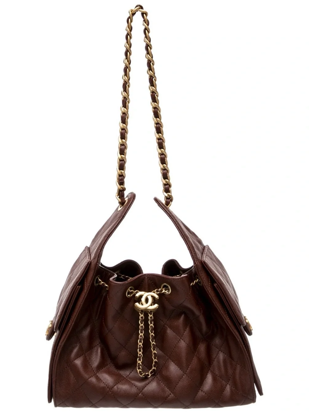 Chanel 25 brown hobo caviar leather